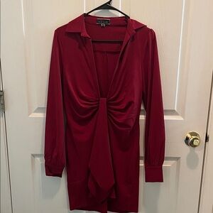 Blue Blush Elegant Red Long Sleeve Dress